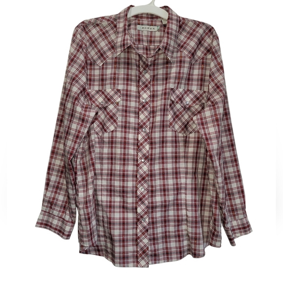 2X ROPER Cotton Blend Shimmer Lightweight Button Down Lobg Sleeve Western Shirt - Picture 1 of 4